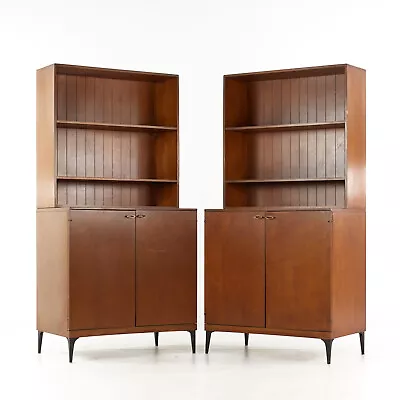 Heywood Wakefield Contessa Mid Century 2 Door Cabinet With Hutch - Pair • $3695