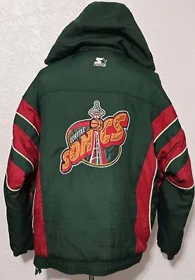 Seattle SuperSonics Starter Jacket Puffer Coat Mens XL Vintage 90s NBA SONICS OG • $347.99