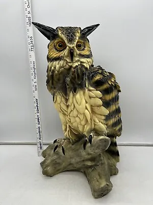 Rare Vintage MARWAL IND INC Great Horned Owl On Branch 23  Sculpture/Statue • $299.99