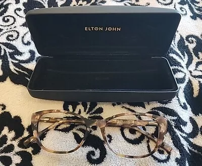 EUC Elton John Library Tortoise Eyeglasses Glasses Frames 52-17-145 Tort Brown • $39.99