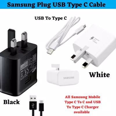 45W Super Fast UK Plug Charger Adapter USB-C Cable For Samsung S21 S22 Ultra 5G • £7.99