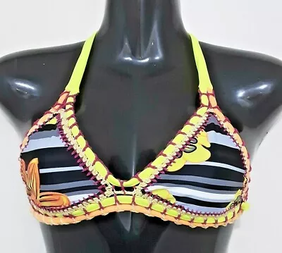 Size S Women's Multi Colored Floral Hawaian Print Crochet Bikini Top Bnwot • $10