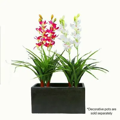$89.99 • Buy Faux Artificial Cymbidium Orchid Plant Home Decor Real Touch Flower RED/WHITE AU