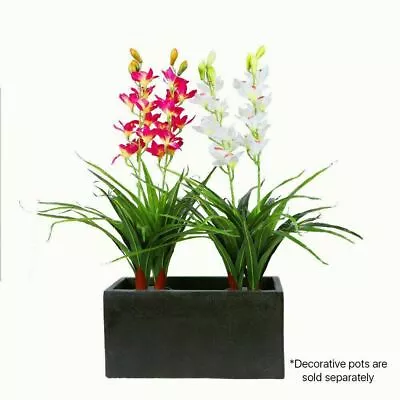 $89.99 • Buy Faux Artificial Cymbidium Orchid Plant Home Decor Real Touch Flower RED/WHITE AU