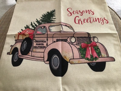 $3.67 • Buy Christmas Pillow Cover 17x17 Vintage Pickup Delivering Trees&Presents Cover Only