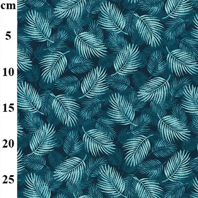 £7.99 • Buy Cotton Fabric - Feather Leaf Print On Teal - Craft Fabric Material Metre
