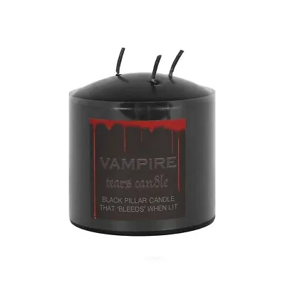 7.5cm Vampire Tears Black Pillar Candle Witch Pagan Gothic 15hour Bleeding Rose • £8.50