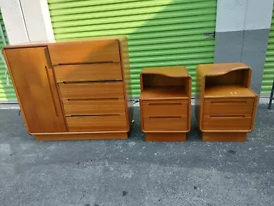 Vintage 3 Piece Of Mid Century Modern Danish -style Teak Tall Dresser And... • $4400