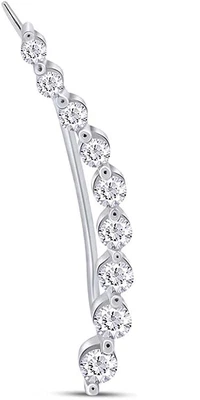 $40.84 • Buy Left Crawler Earrings Floating Curved Bar One Piece Sterling Silver