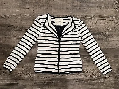 Anthropologie Cartonnier Blazer Womens Medium Black White Striped • $15
