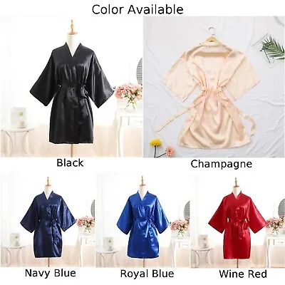 Men's Champagne Silk Robe Long Bathrobe Dressing Gown Summer Sleepwear • £14.52