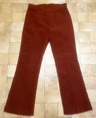 Vintage 70s LEVIS Bell Bottoms Corduroy Pants 29W X 31L Flared Maroon Talon Zip • $39.99