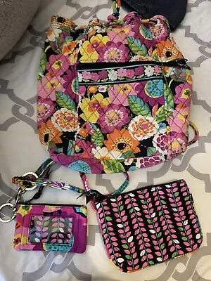 Vera Bradley Backpack Va Va Bloom With Wristlet And Zipper Pouch. • $40