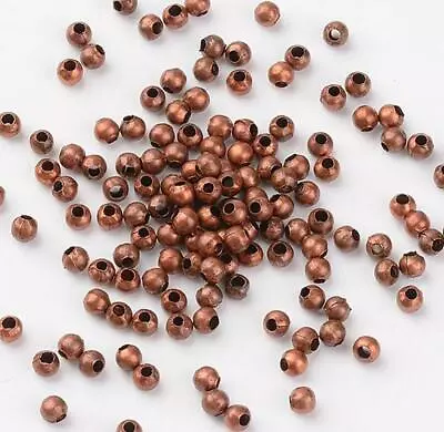 ROUND SPACER BEADS COPPER RED PLATED 2mm 3mm 4mm TOP QUALITY • £2.99