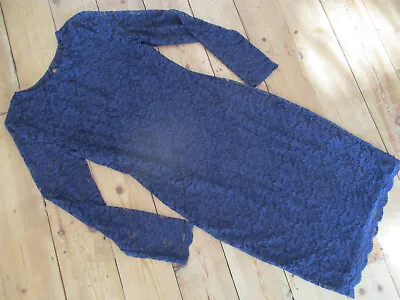£6.99 • Buy TFNC London Navy Blue Long Sleeve Lace Bodycon Dress Size L UK 12/14 ?