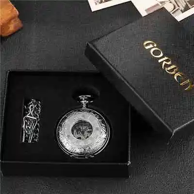 Vintage Pocket Watch Manual Mechanical Hand Wind Pocket Watch With Chain Gift • £23.99