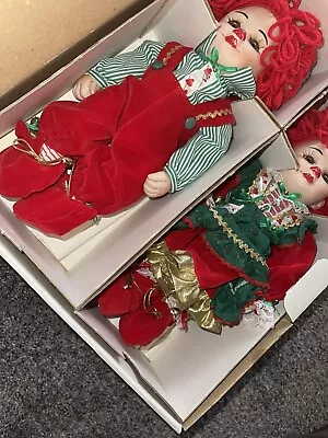 Marie Osmond Porcelain Twins Collector Dolls Rags And Rosie In Box QVC Christmas • $23.69