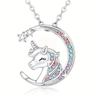 Gorgeous Unicorn Sparkling Hanging Pendant Necklace Gift For Friends Daughters • £3.95