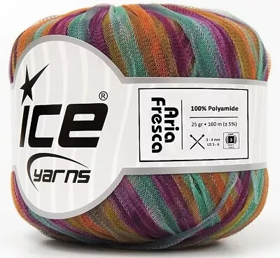 Ice ARIA FRESCA Yarn #78333 PURPLE GREEN GOLD SOFT LIGHT & AIRY Mesh RIBBON • $8.49