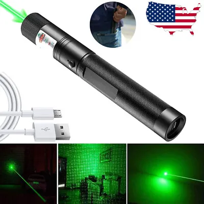 5000Miles 532nm Green Laser Pointer Zoom Visible Beam Light Lazer USB Charger • $8.99