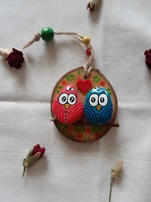 Hand Painted Stone/wood Wall Hanging Key Ring Home Decor Gift Art And Craft.  • £2.99