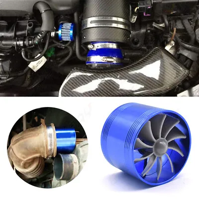 Car Air Intake Turbonator Blue Fan Engine Gas Fuel Saver Turbine Charger Parts • $12.99
