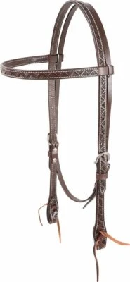 $53.99 • Buy Cashel Stitched Leather Browband Horse Headstall With V-Stamp Tooling Dark Brown