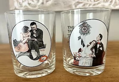 Norman Rockwell Glassware Collection The Saturday Evening Post Set Of 2 Vintage • $12