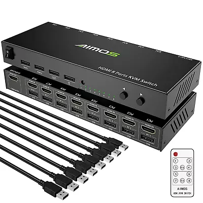 KVM Switch 8 Ports HDMI 2.0 KVM Switcher And USB 2.0 Hub Support 4K@30Hz For... • $144.74