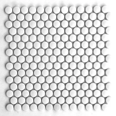 Penny Round White Porcelain 3/4  Mosaic Tile Wall And Floor Backsplash (5 PACK) • $49.99