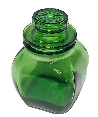 Vintage L.E. Smith Emerald Green Glass Canister Lid Apothecary Jar 5  Tall • $24.99