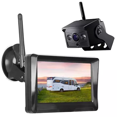 Wireless 5'' Monitor Reversing Reverse Camera Rear View Kit 12V-24V Truck Bus • $139.99