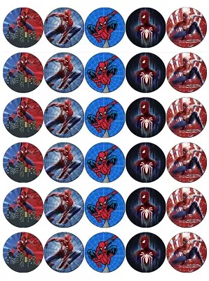 30 X Spiderman Edible Wafer Paper Cupcake Toppers Wafer Paper Fairy Cake Toppers • £2.50