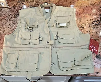 Pflueger Fly Fishing Vest Men's XL Cargo Utility Travel Pockets Beige. NWT  • $14.99