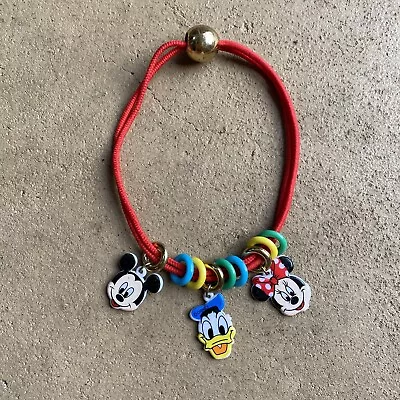 Vintage Disney Mickey Mouse Minnie Donald Duck Charm Anklet Bracelet Red Elastic • $29.99