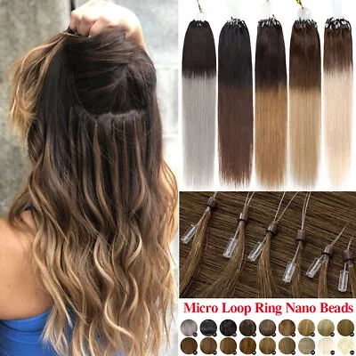 200PCS Ombre Thick 100% Remy Human Hair Extensions Micro Loop Ring Bead Balayage • $39.34