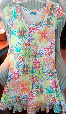 Nwt Fresh Produce Cotton  S/s Sunshine Style  Mardi Gras  Design Dress (l) • $49.99