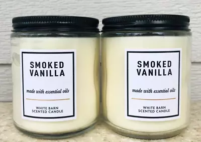 2 BBW White Barn SMOKED VANILLA Single Wick Candle 7oz LOT/SET Of 2 • $29.50