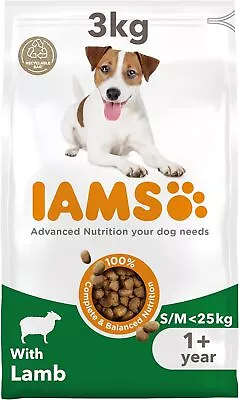 IAMS Complete Dry Dog Food For Adult 1+ Small And Medium Breeds With Lamb 3 Kg • £11.29