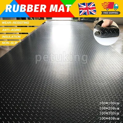 Heavy Duty Rubber Flooring Matting Graphite 1/2/3/4m Anti-slip For Garage Gym • £11.66