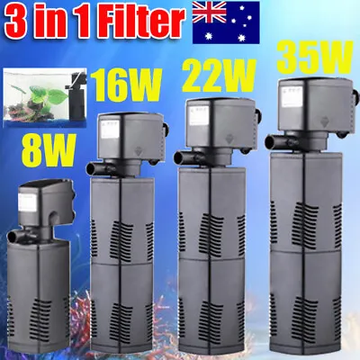 $16.59 • Buy 3 In 1 Aquarium Fish Tank Internal Filter Submersible Water Multi-Function Pump