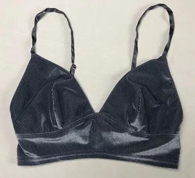 Victorias Secret Blue Velvet Unlined Crop Top Brasier Size Small Woman Stretch • $12.99