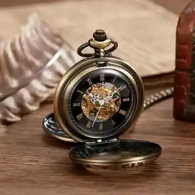 Luxury Classic Mechanical Pocket Watch Hand Wind Half Double Hunter Gift • £27.49