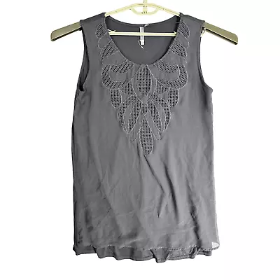 Monoreno Dress Size L Gray Boho Beachy Rayon Spandex Embroidered Sleeveless PILL • $9.69