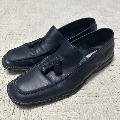 Moreschi Men's 10.5 Blue Leather Tassel Loafer Slip On Shoes Made In Italy • $49.99