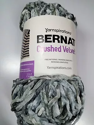 Bernat Yarnspirations Crushed Velvet Yarn-Soft Gray-315 Yards-100% Polyester-NEW • $6.25