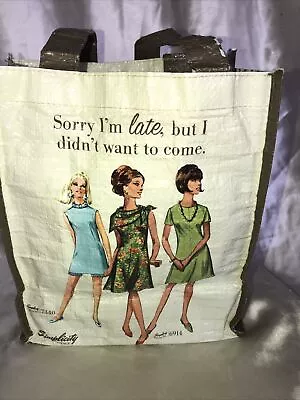 Simplicity Vintage Printed Dress Pattern Reusable Tote Bag 8x9.5- Sorry I’m Late • $6.40