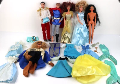 $30 • Buy VINTAGE 90s DISNEY PRINCESS LOT BELLE CINDERELLA CHARMING CLOTHES ACCESSORIES