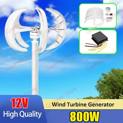 $258.40 • Buy 800W 12V DC Vertical Lantern Wind Turbine Generator 5 Blades Charger Controller