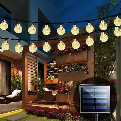 £7.99 • Buy 60 LED String Lights Solar Powered Retro Bulb Garden Fairy Ball  Outdoor Lamp